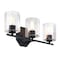 Designers Fountain Haven 24 in. 3-Light Matte Black Vanity Light with Clear Rippled Glass Shades for Bathrooms D309M-3B-MB - alternate 6